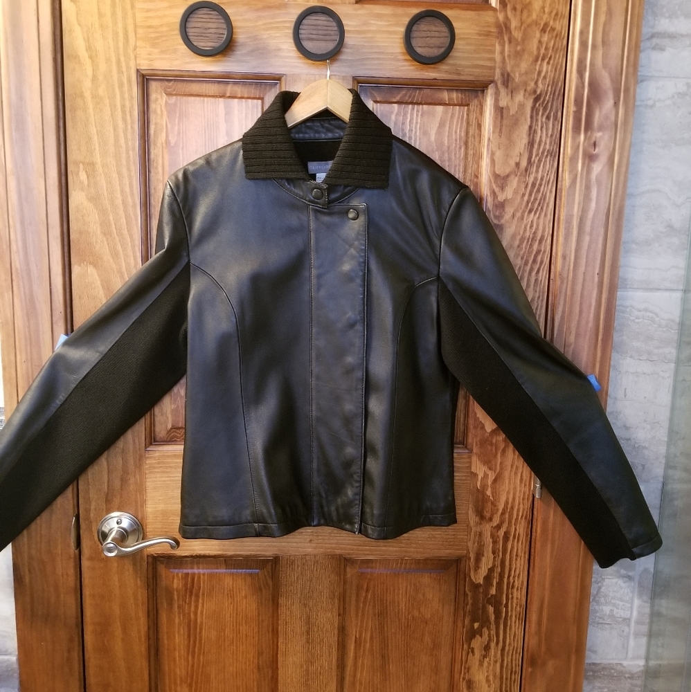 Clifford and Wills Leather Sweater Coat